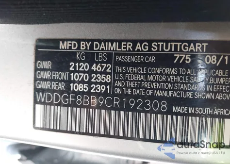 2012 Mercedes-Benz C 300 Luxury 4Matic/Sport 4Matic from USA, damaged, VIN WDDGF8BB9CR192308